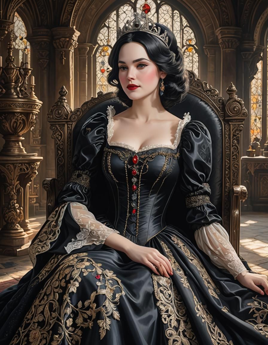 Middle-Aged Snow White Portrait in Gothic Style