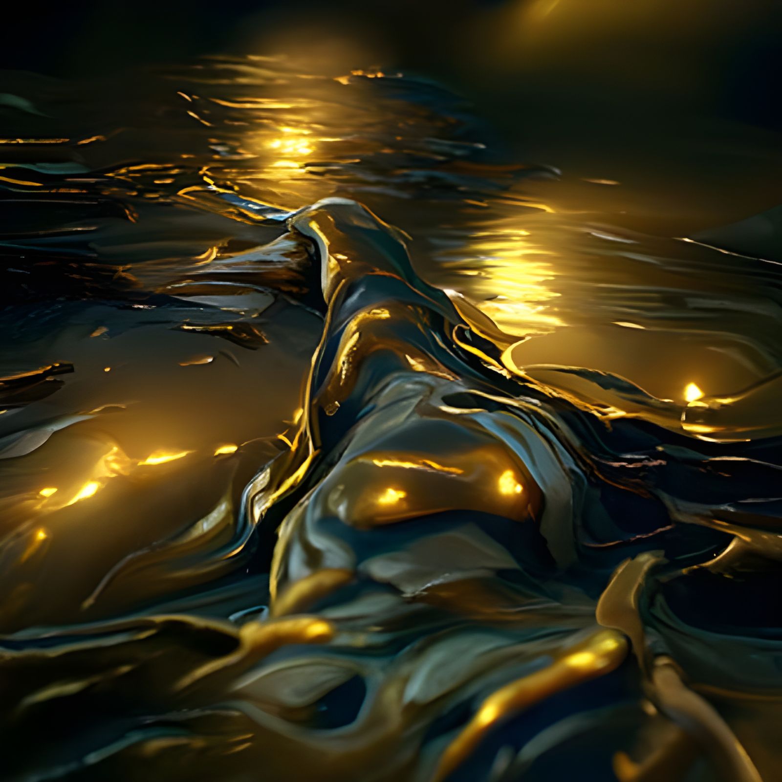Golden River at Night in Hyperdetailed 3D