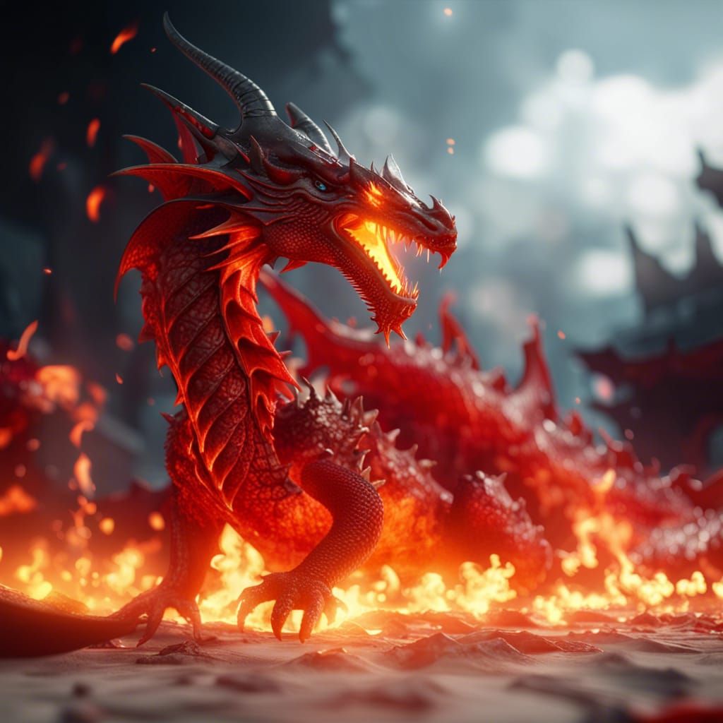 Fiery Dragon in Epic 3D Game Style