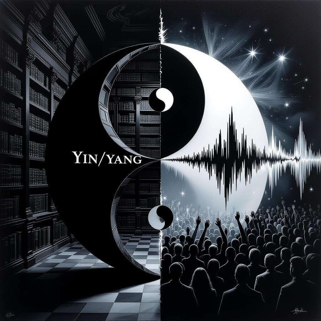Yin Yang Symbol as Surrealist Oil Painting