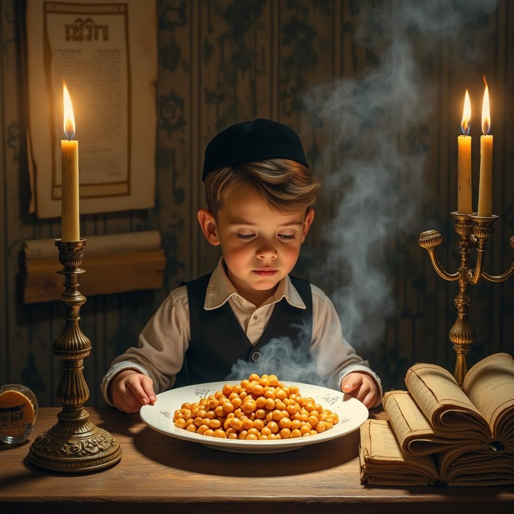 Boy's Cholent Dream: A Mystical Painting