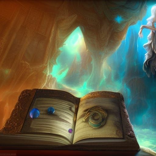 Surreal Spacewater Wizard with Jewel Book Portal