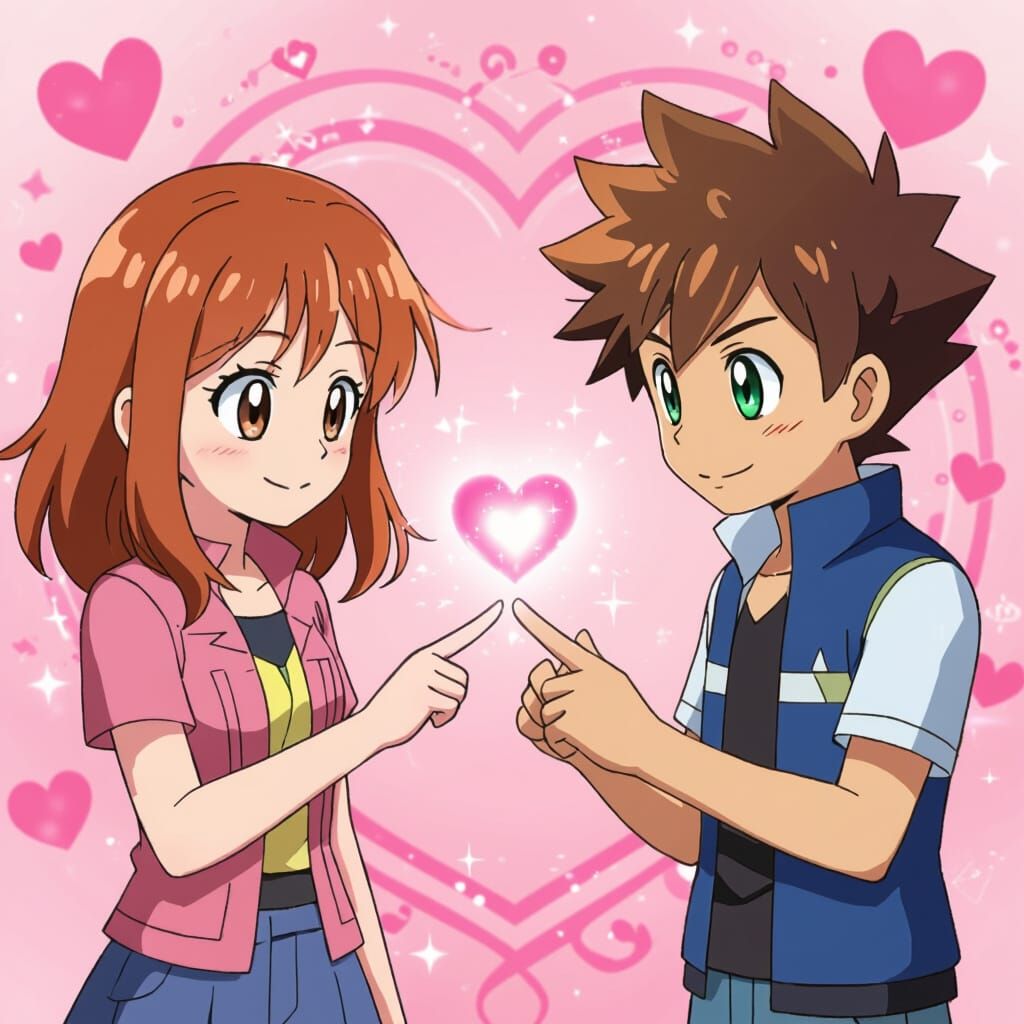 Pokemon Trainers Making a Pinky Promise with Glowing Hearts