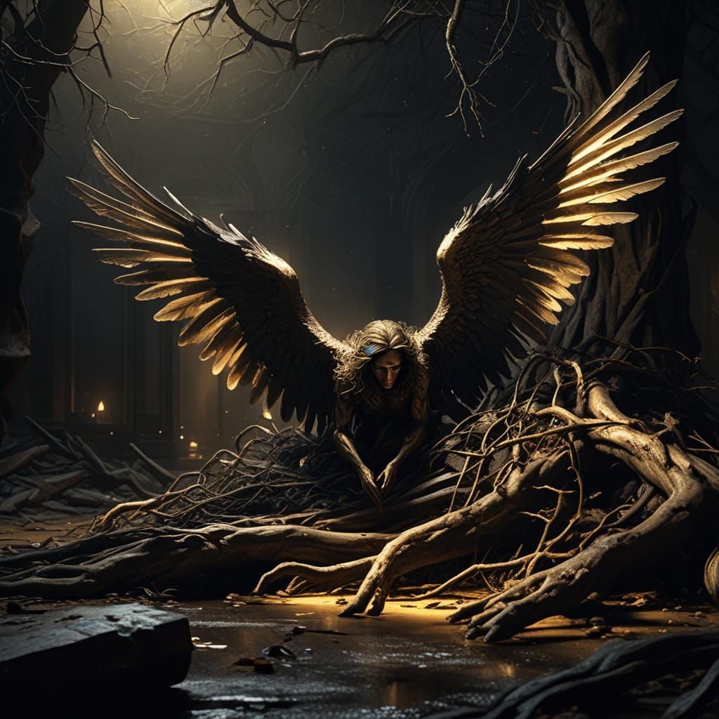 Dramatic Baroque Angel in Darkness