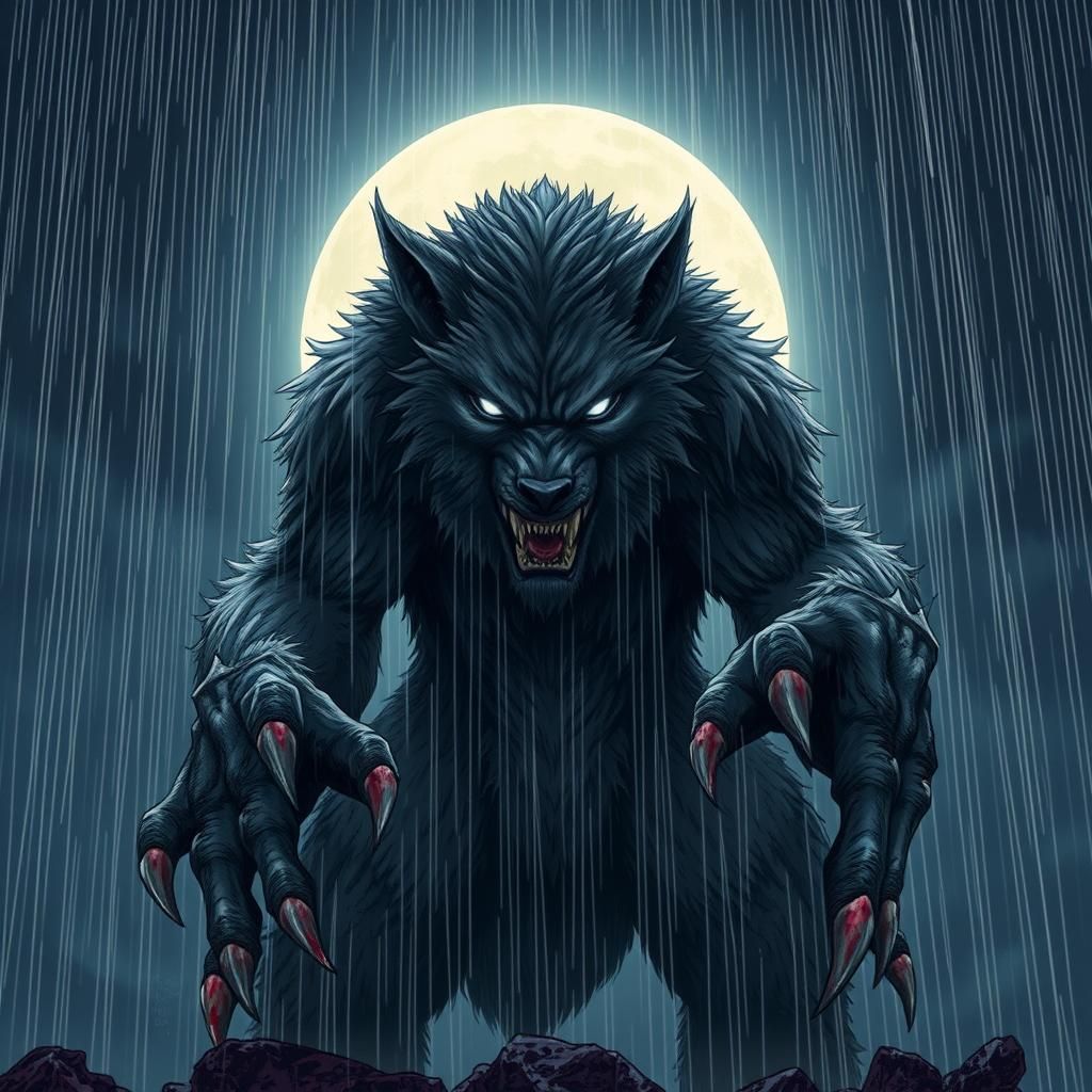 Majestic Werewolf Monster in Anime Style