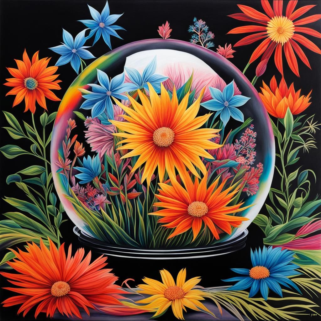 Floral Collage in Graffiti Art Style