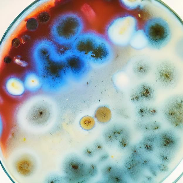 Colorful Bacteria and Fungi Growth in Petri Dish