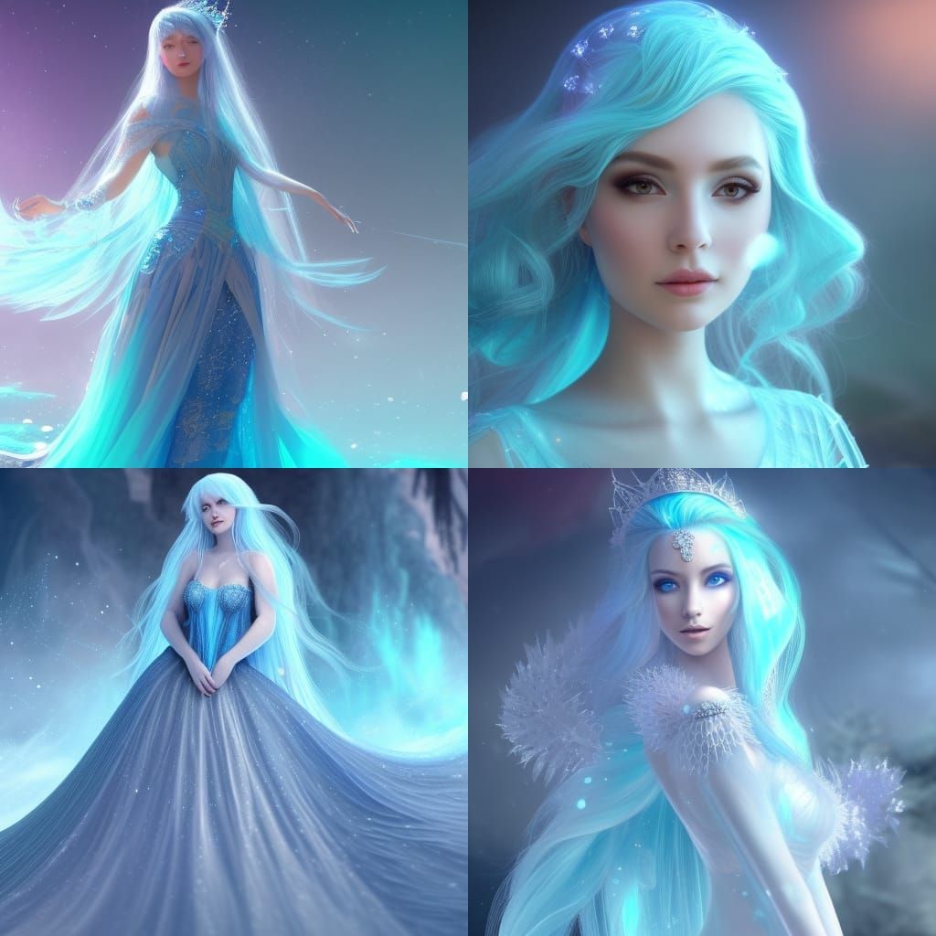 Ice Crystal Princess in Detailed Matte Painting
