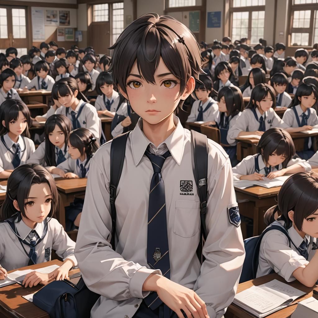 Boy's Life in All-Girl School: 3D Anime Art