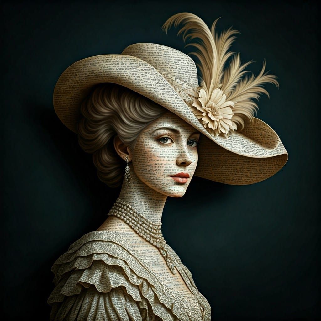 Book Page Sculpture of a Lady's Face