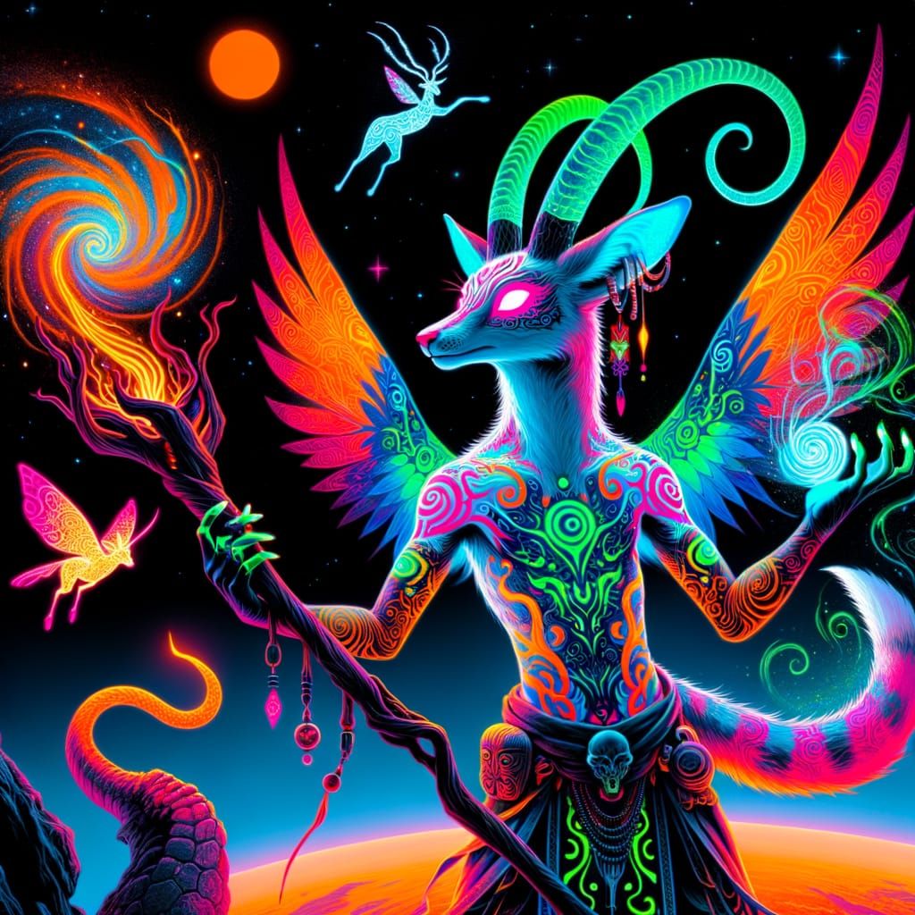 Fox Fairy Tiefling and Lizard Warrior Among Stars