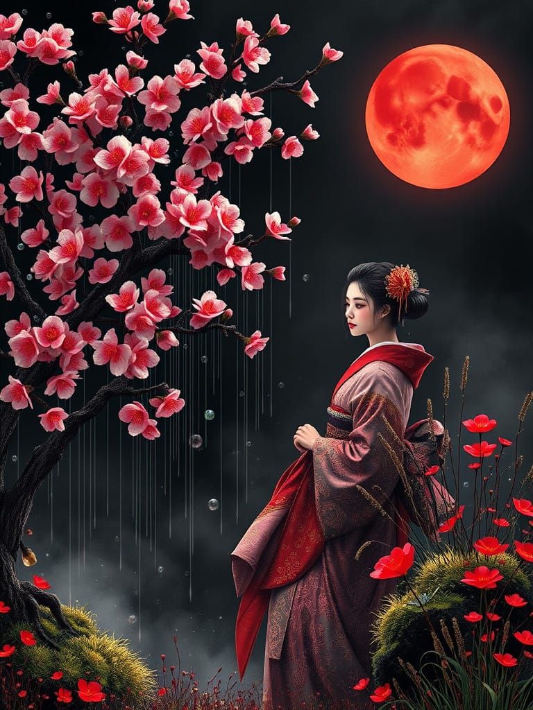 🥇Geisha and The Red Moon