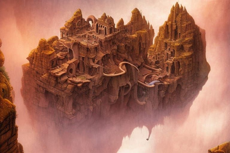 Cliff Dwelling in Maximalist Digital Painting Style