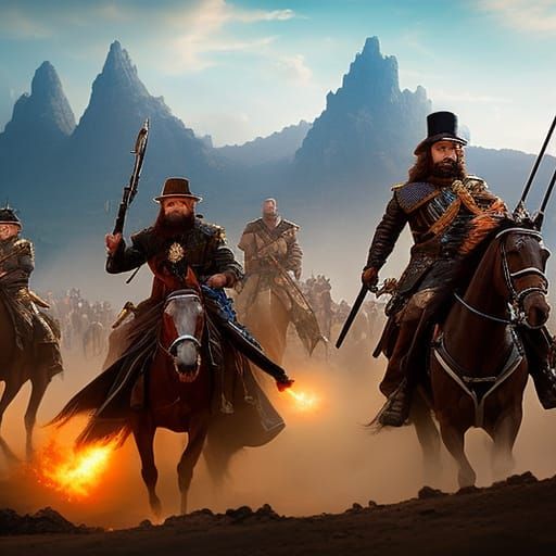 Caliphate Cavalry Charge: Detailed Matte Painting