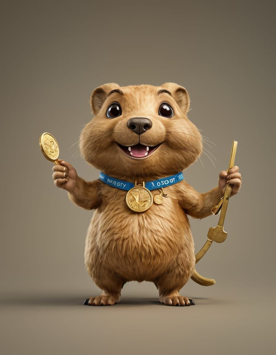 Olympic Medal Design: Winking Gopher in Cel-Shaded 3D