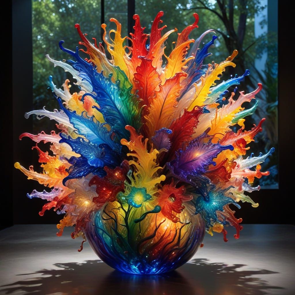 Vibrant Chihuly-Style Glass Art