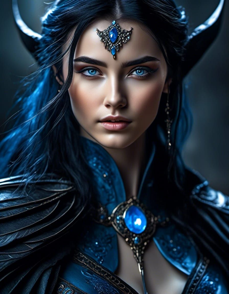 Beautiful Elven Woman Portrait in Leather Armor
