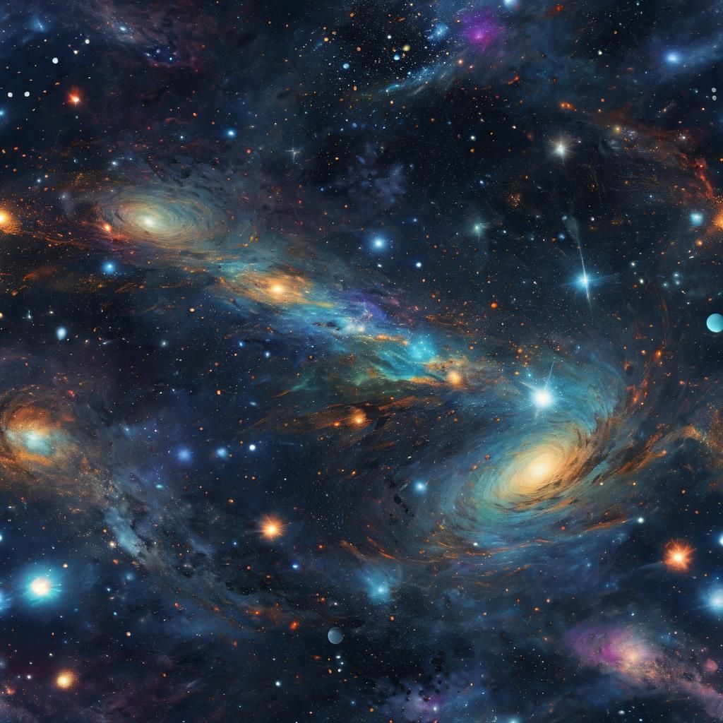 Cosmic Vastness: Holographic Astral Galaxy Illustration