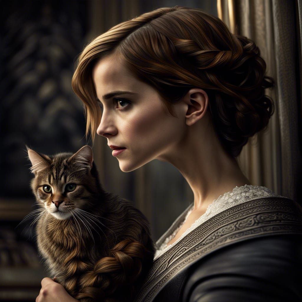Emma Watson with cat