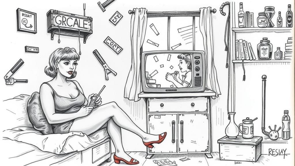 Curvy Woman in Dirty Room, Underground Comix Style