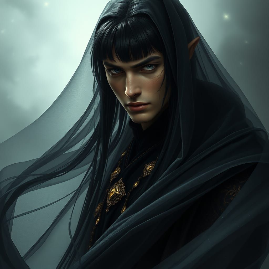 Mystical Dark Elf Cult Leader in Dreamlike Fantasy