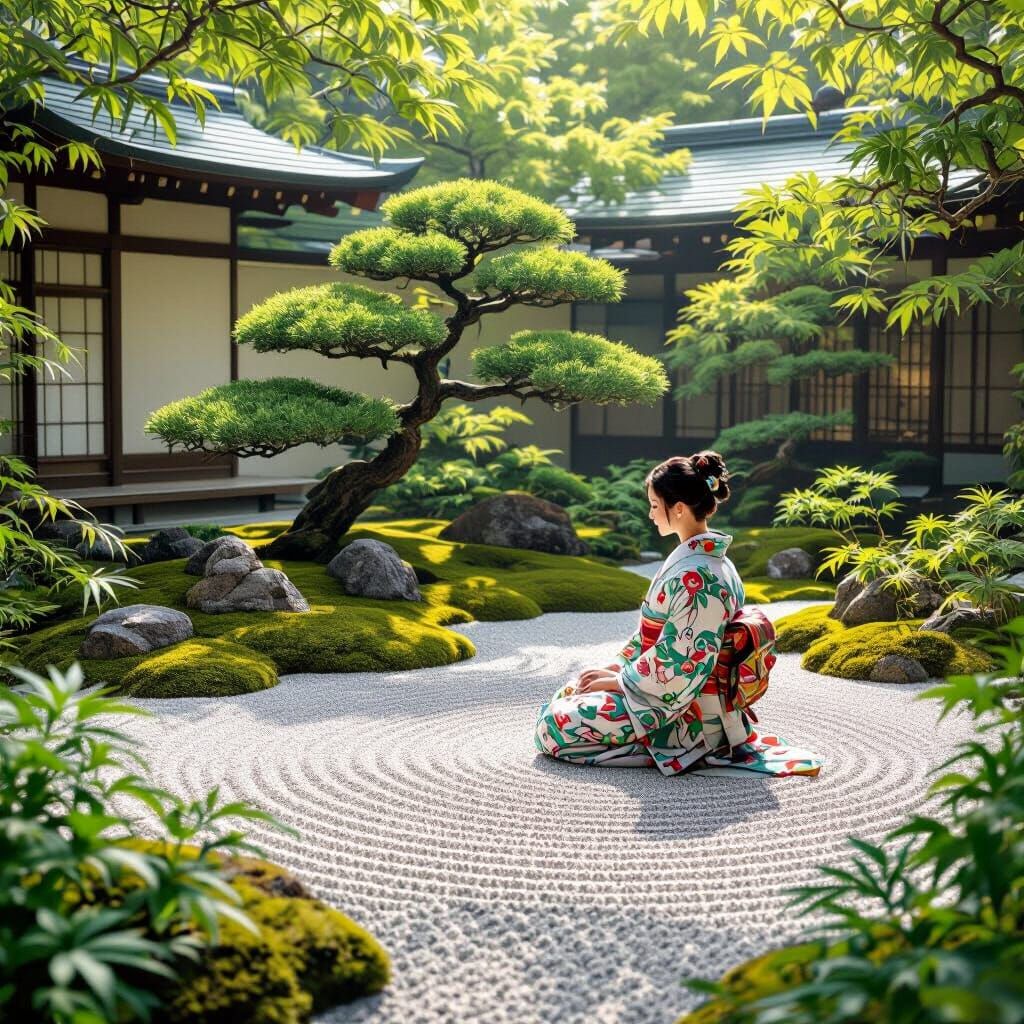 Zen Garden with Cannabis, Inspired by Studio Ghibli