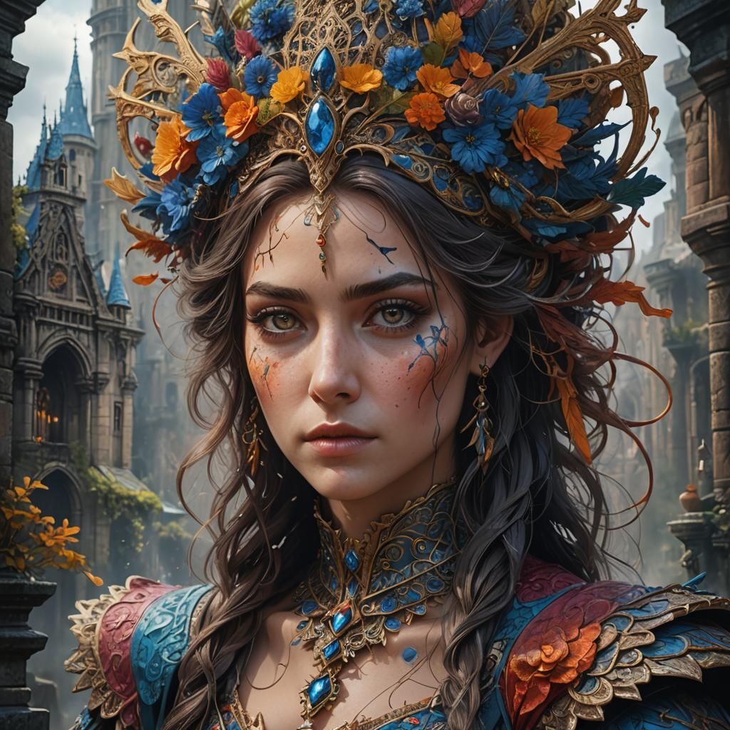 Colorful Pencil Portrait of a Woman in 8K