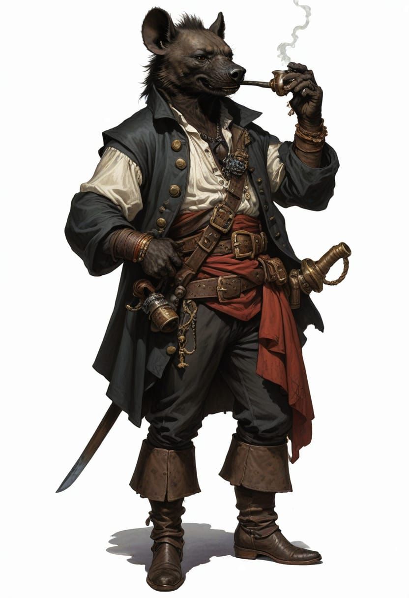Hyena Pirate from the 18th Century, Heroic Fantasy Illustrat...