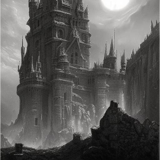 Horror Castle Grayskull in Engraving Style