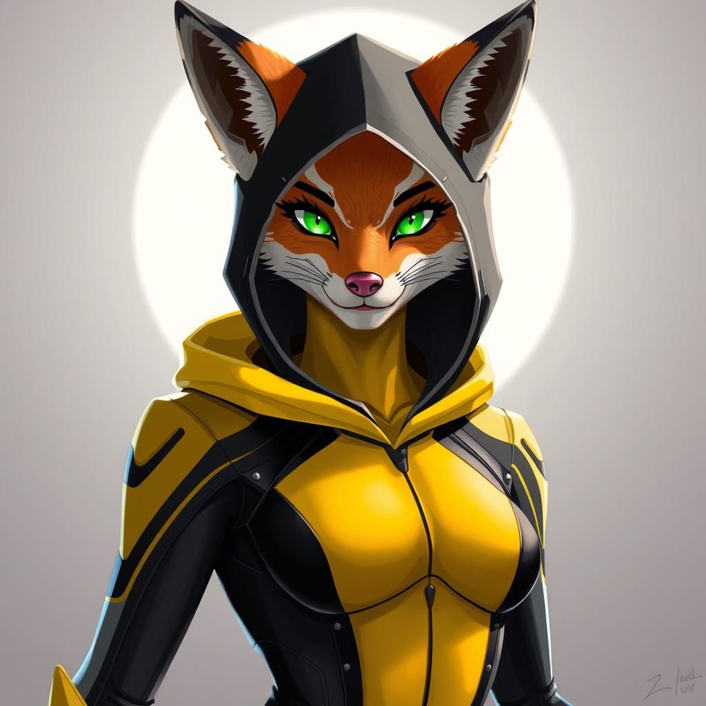 Fox Woman in Futuristic Digital Art Style