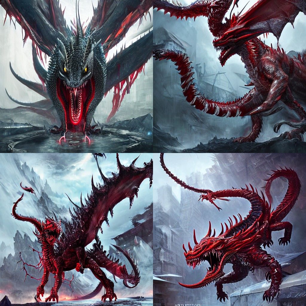 Ice Dragon Hunting Prey in Fantasy Art Style