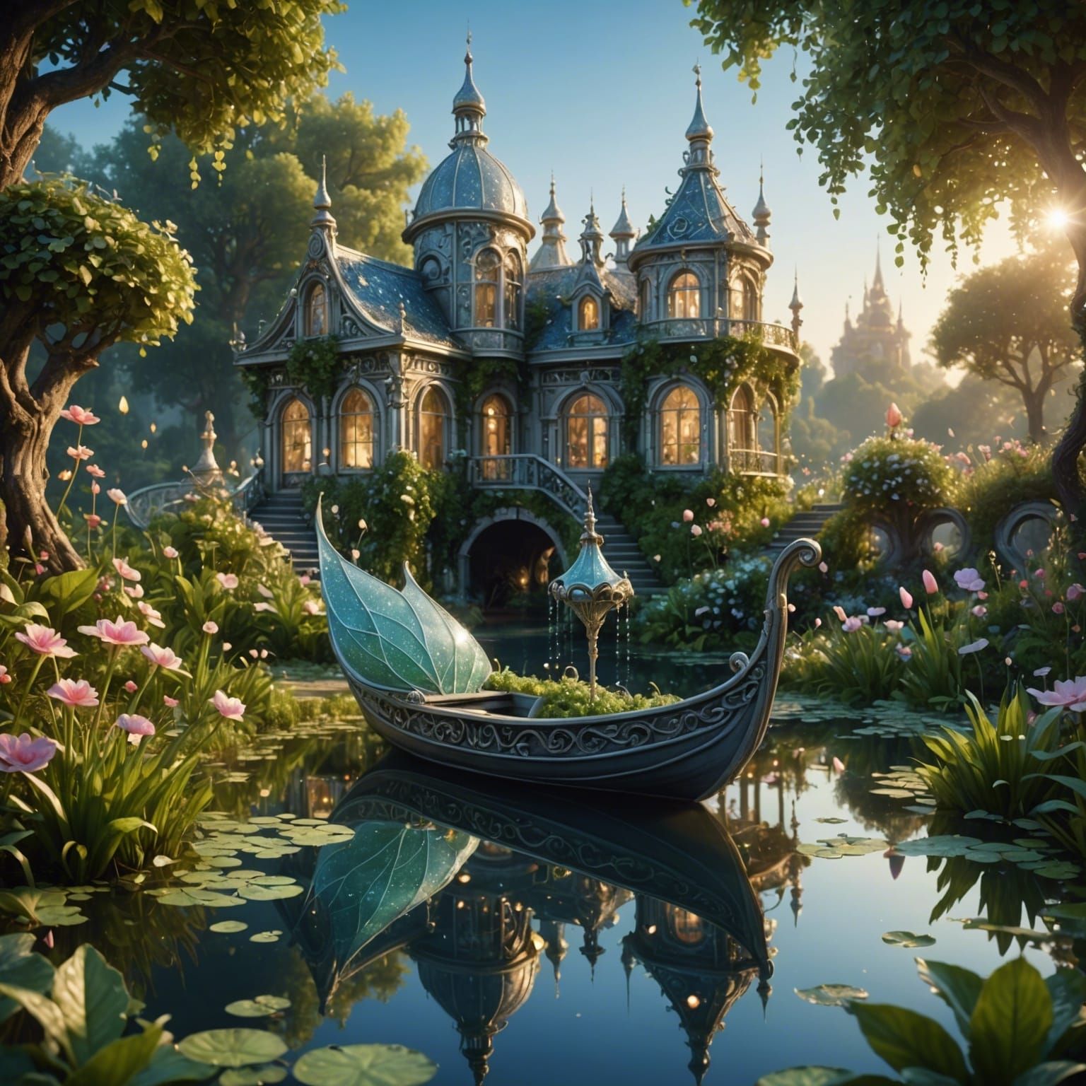 Fairytale Garden at Dawn in Rococo Style