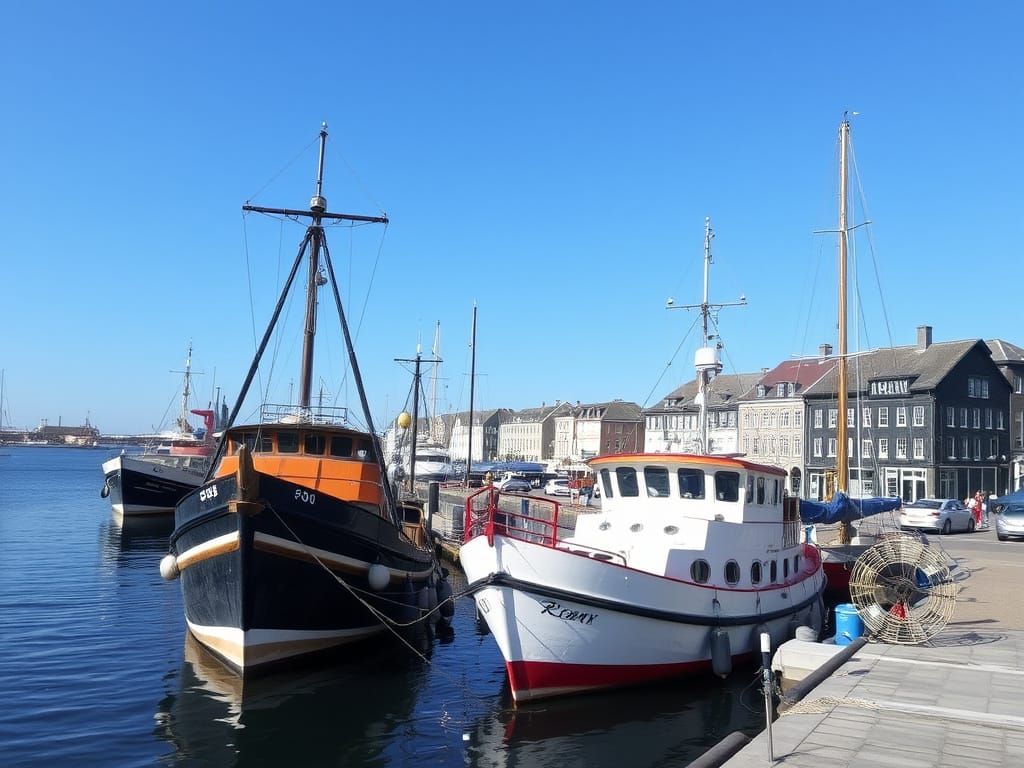 Charming Old Port Scene in Impressionist Style