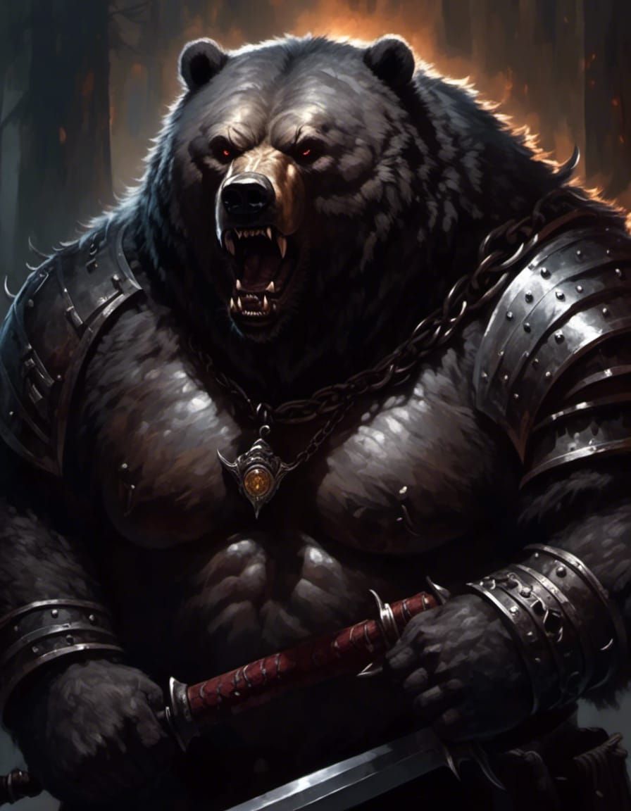 Shadow Barbarian Grizzly Bear Portrait