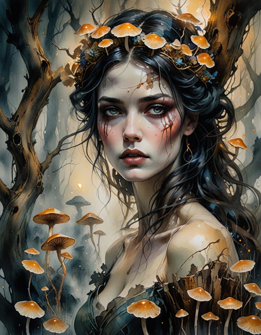 Enchanted Nymph in Dreamlike Watercolor