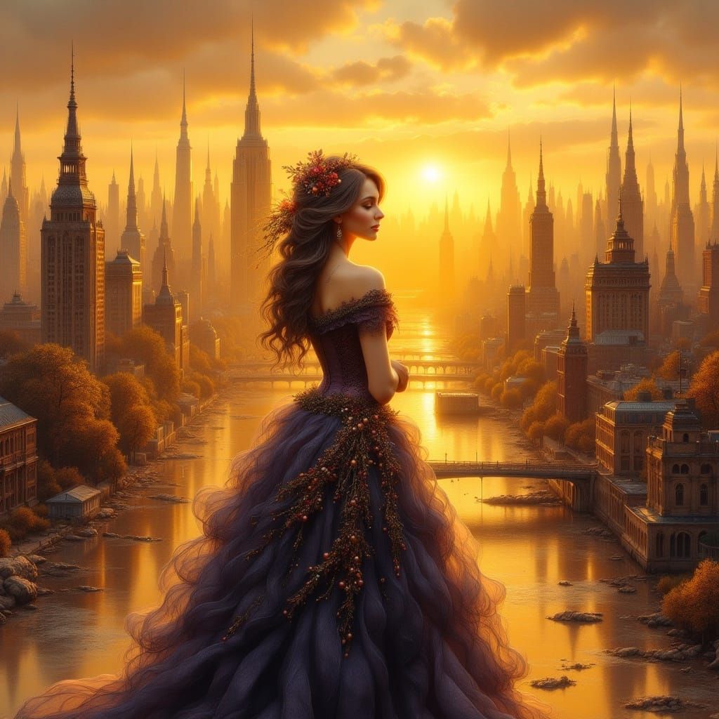 Ethereal New York Landscape in Oil Painting Style