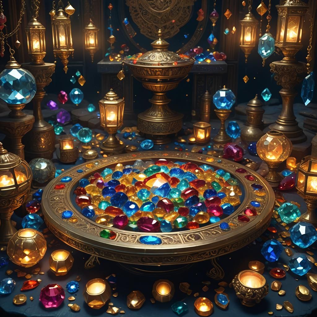 Gems in Ancient Chamber: Fantasy Concept Art