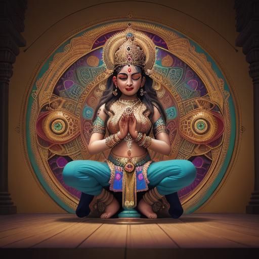 Woman Praying to Krishna in Temple: Digital Matte Painting