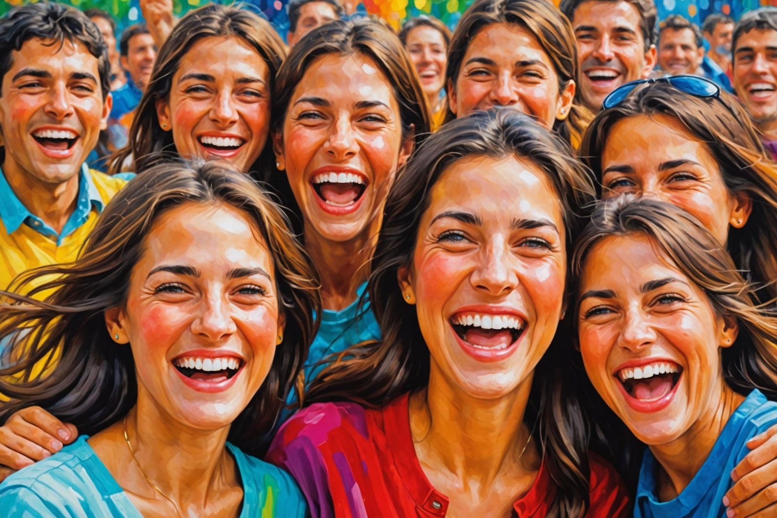 Joyful Faces in Impressionist Style