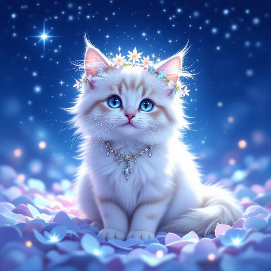 Elegant Cat Princess in Ethereal Fantasy Art