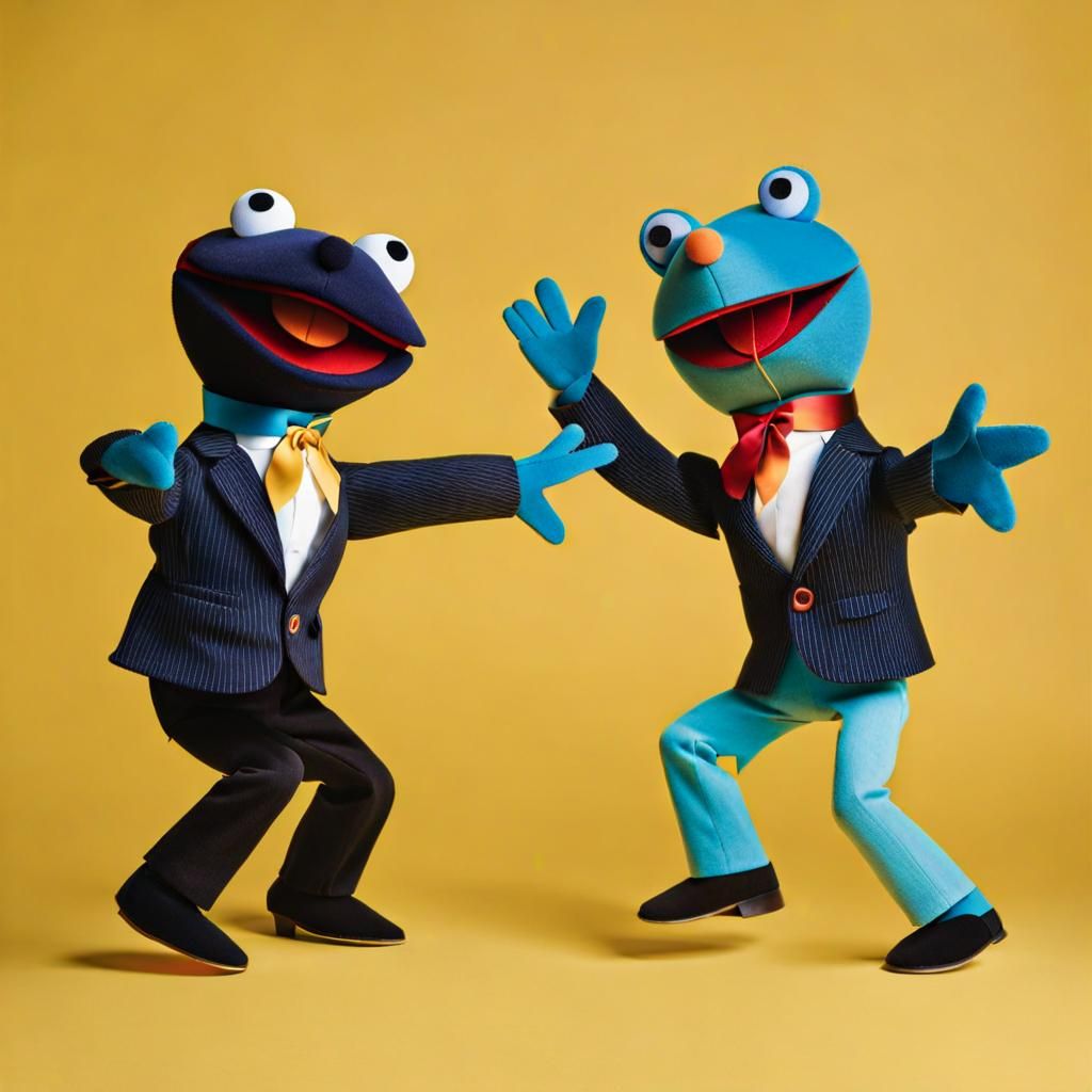 Jiggle & Wriggle duo dancing puppets