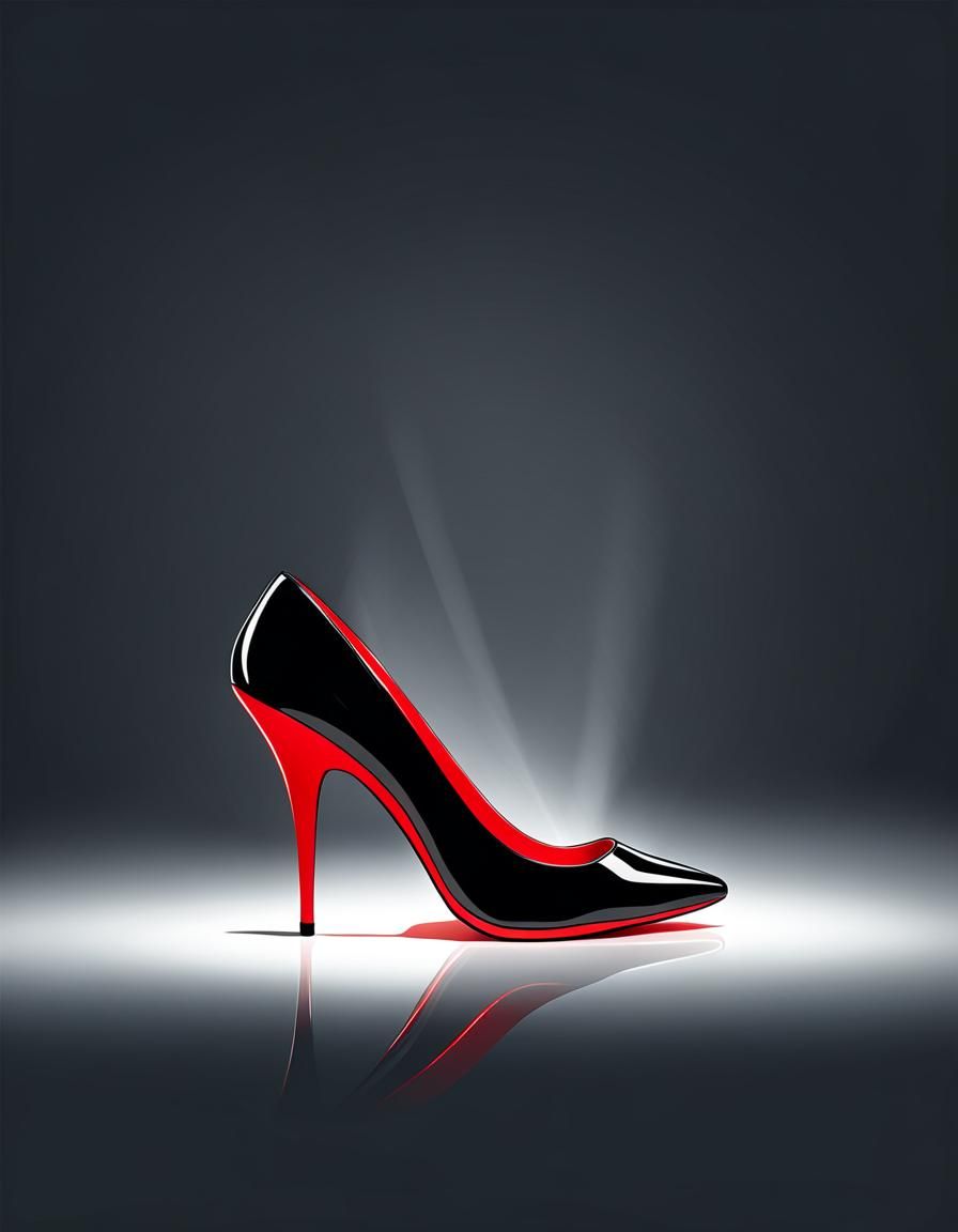 Red Stiletto: Minimalist Vector Art Graphic