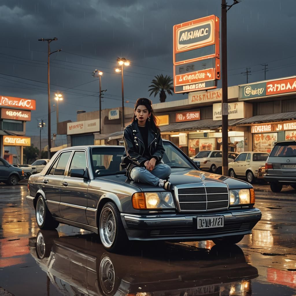 Lowrider Mercedes W124 in 3D Anime Art Style