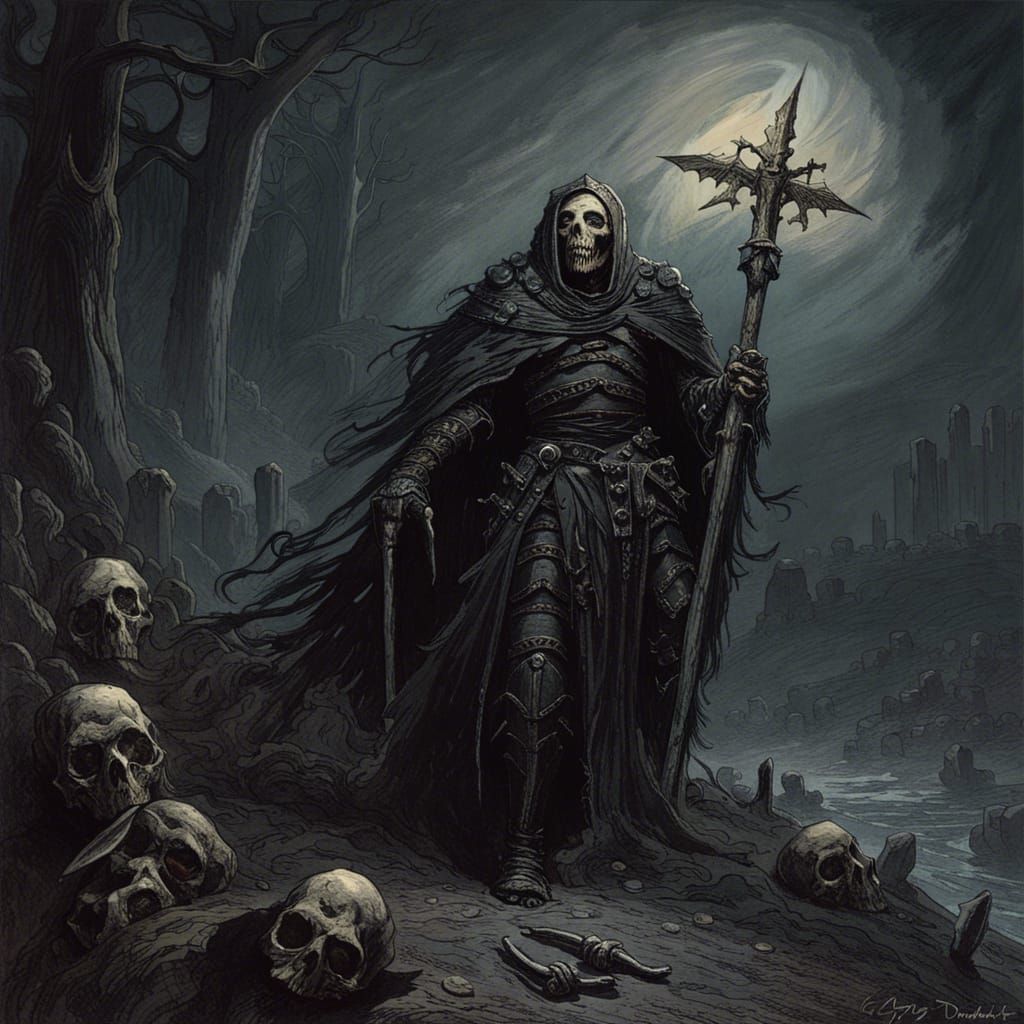 Grim Death Knight in Gothic Horror Style