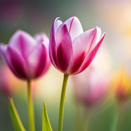 Crystal Tulips with Dewdrops: Photorealistic 8K