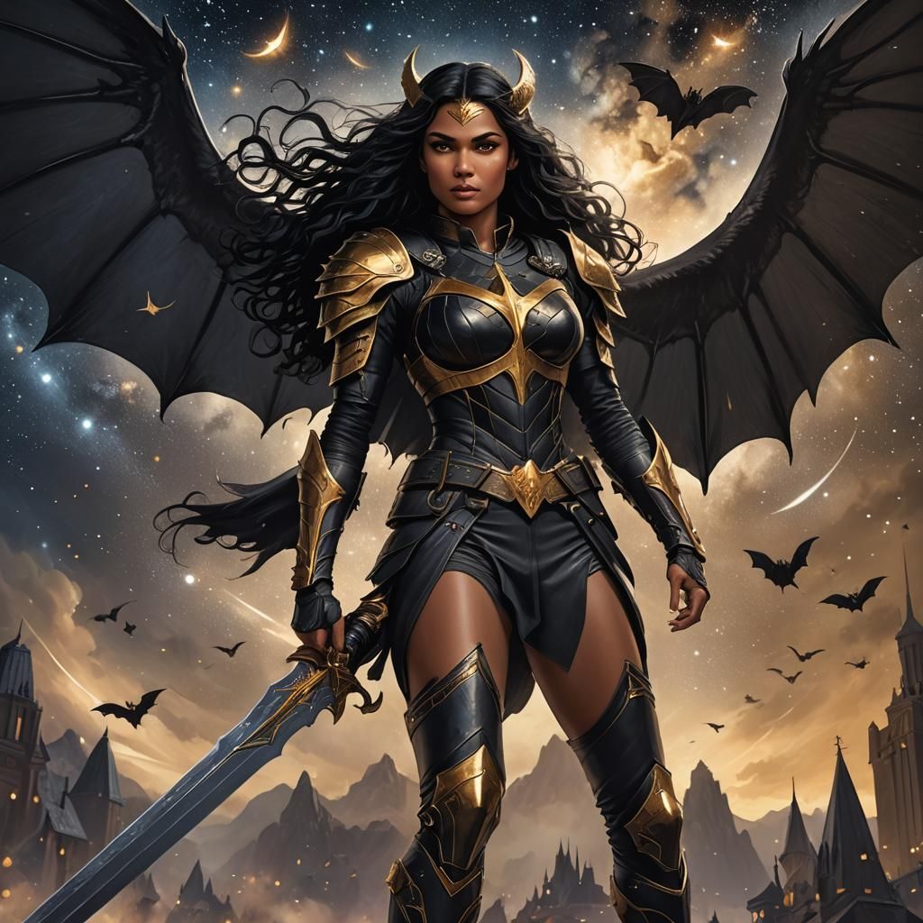Valkyrie Warrior with Bat Wings in Fantasy Art