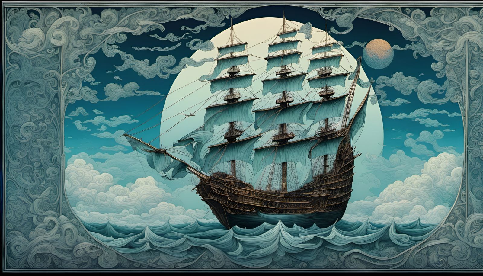 Flying Dutchman in Monochromatic Baroque Precisionism