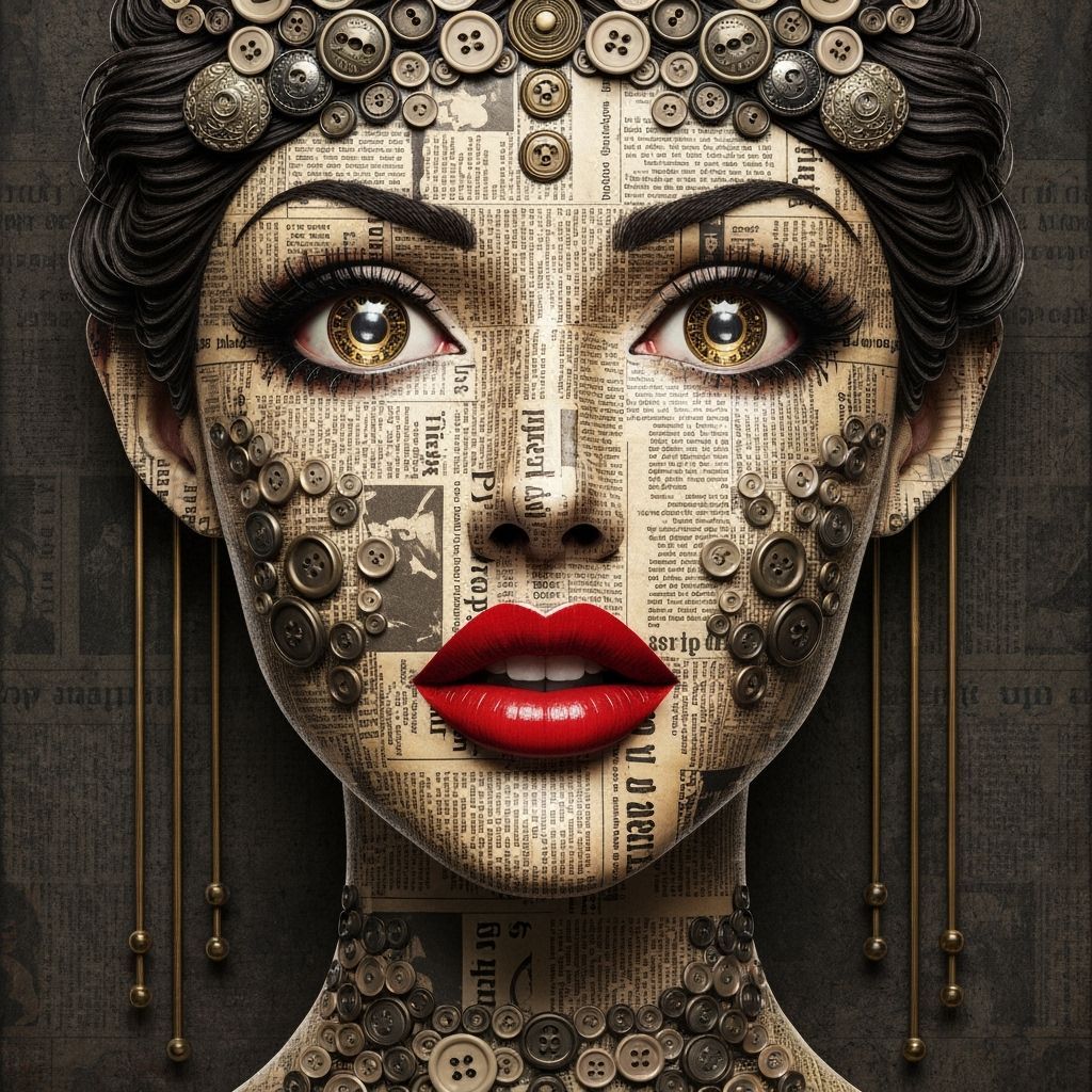 Newspaper Goddess: A Steampunk Collage Portrait