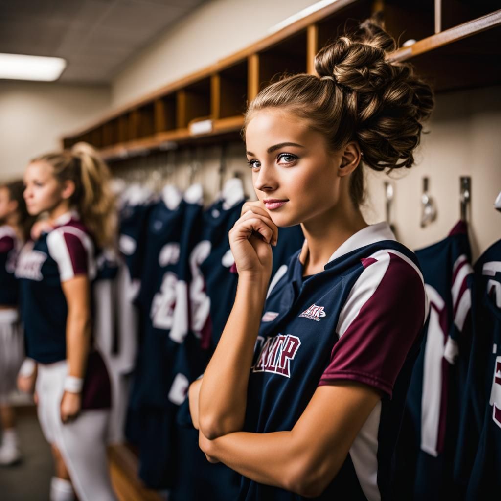 Teenage Girl Prepares for Cheer Practice