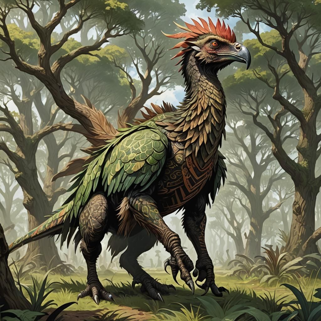 Towering Terror Bird in Magic the Gathering Style